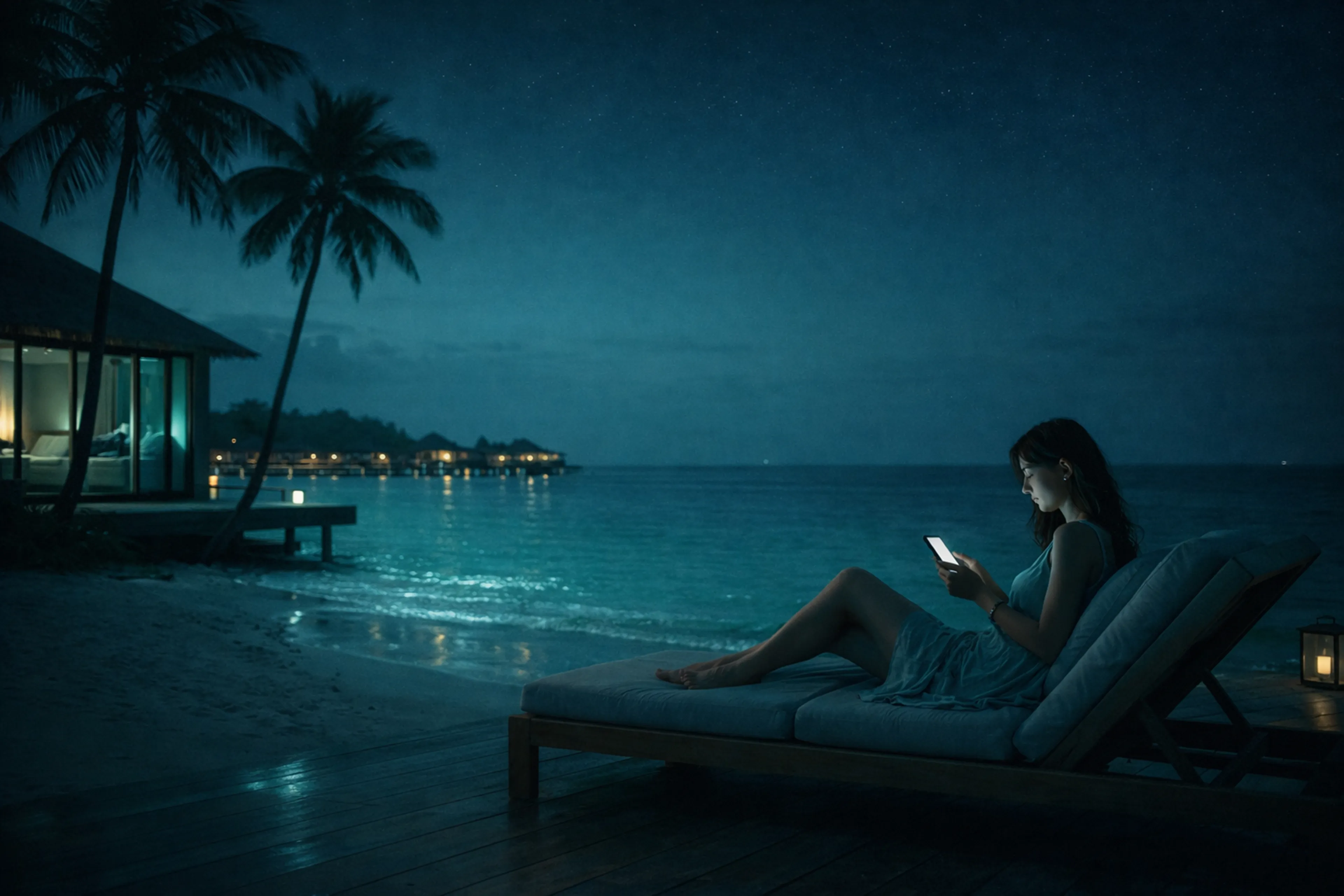 Вебкам модель с телефоном на пляже