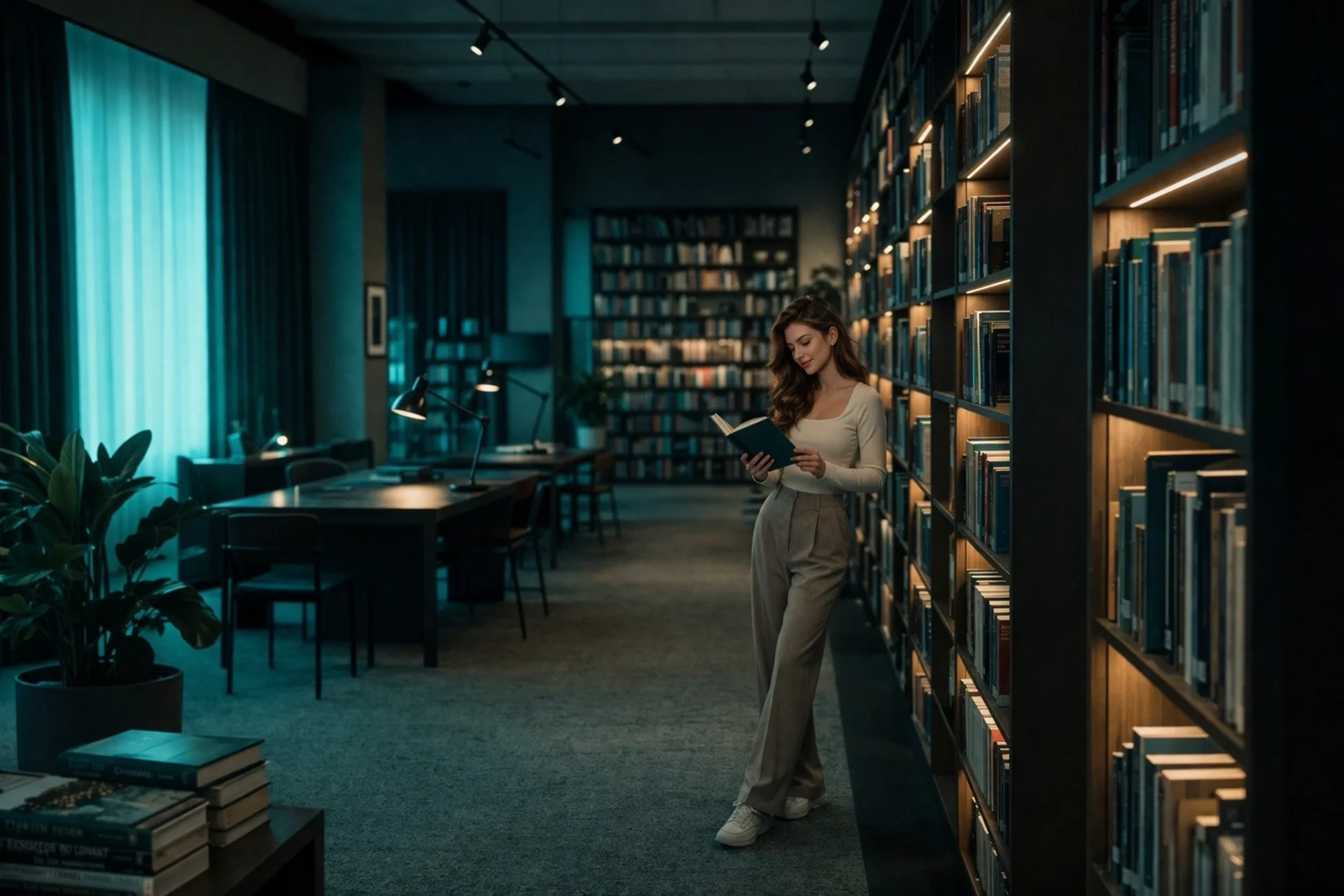 Молодая девушка читает статью о работе вебкам моделью