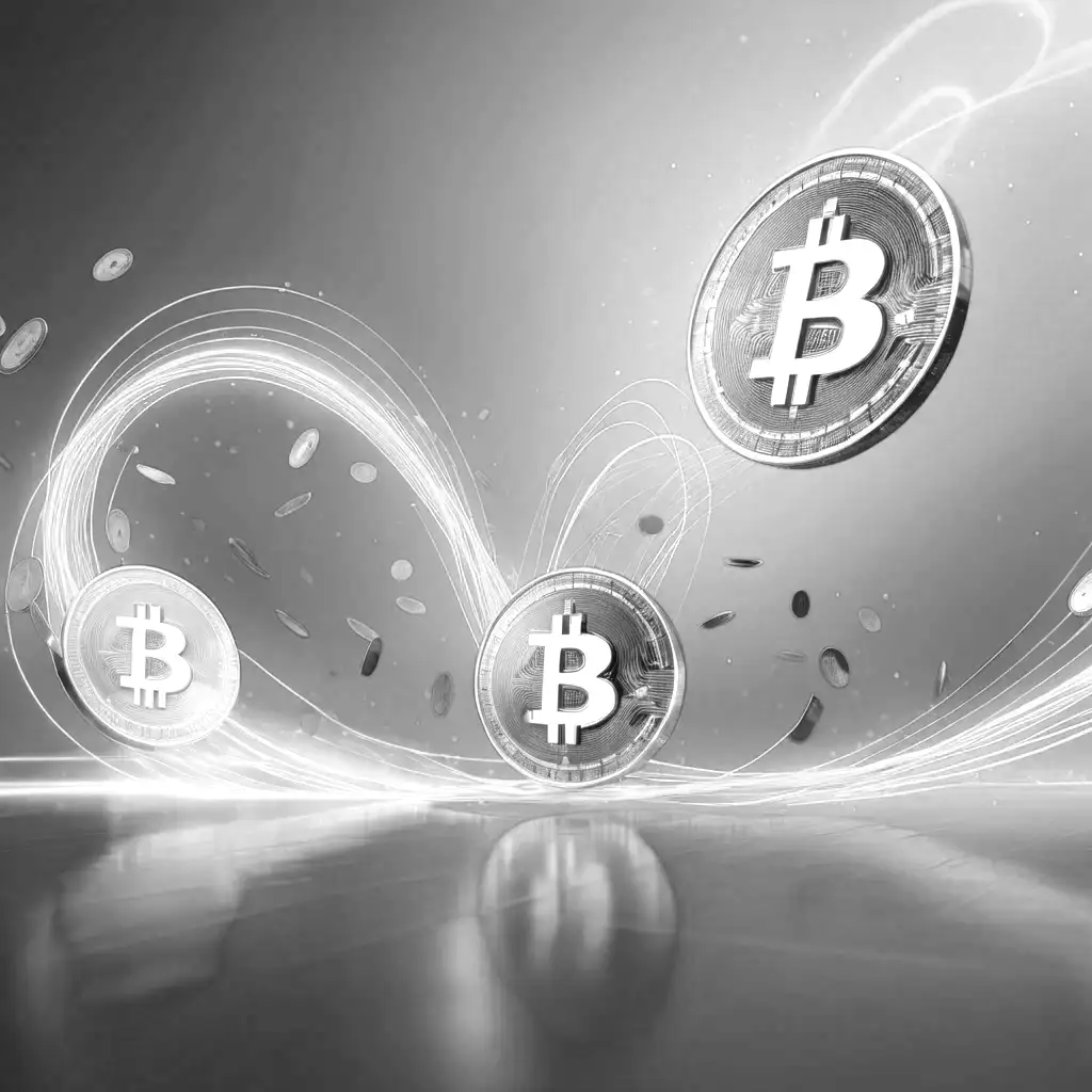 Иллюстрация золотых монет биткоина